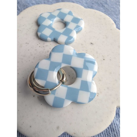 Fleurs XL damier blue sky