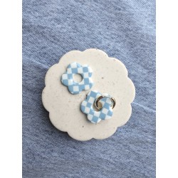 Fleurs XL damier blue sky